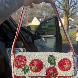 Embroidered Red Tomato Beaded Shoulder Bag